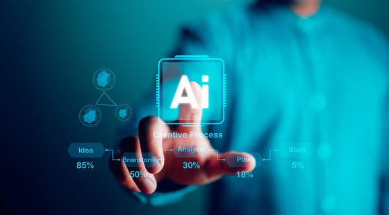 hombre pulsando botón AI inteligencia artificial