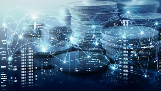 Composición de luces y objetos difuminados simulando una estampa futurista