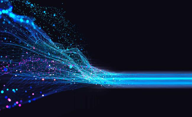 Rayos de luces azules sobre un fondo negro